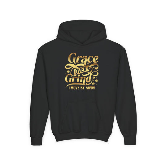 Grace Over Grind. I move by Favor Youth Hoodie
