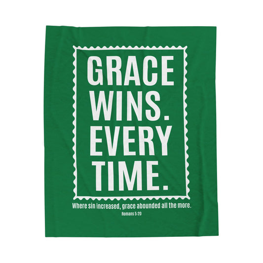 Grace Wins. Every Time Velveteen Plush Blanket