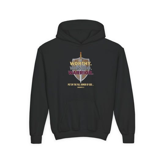 Worthy. Washed. Warrior Youth Hoodie