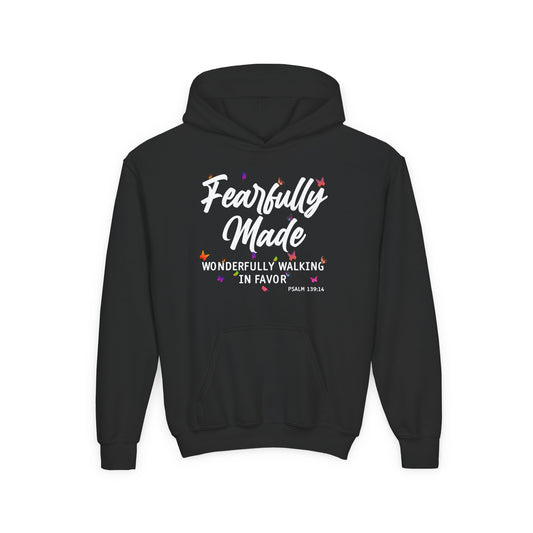 Fearfully Made — Wonderfully Walking in Favor Youth Hoodie
