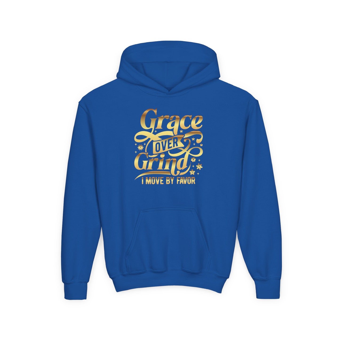 Grace Over Grind. I move by Favor Youth Hoodie