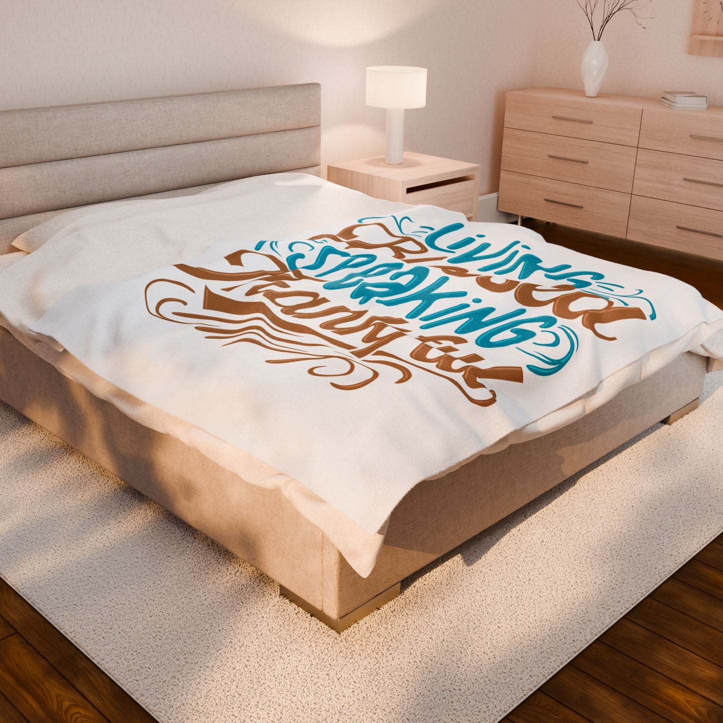 Living Blessed, Speaking Thankful Velveteen Plush Blanket