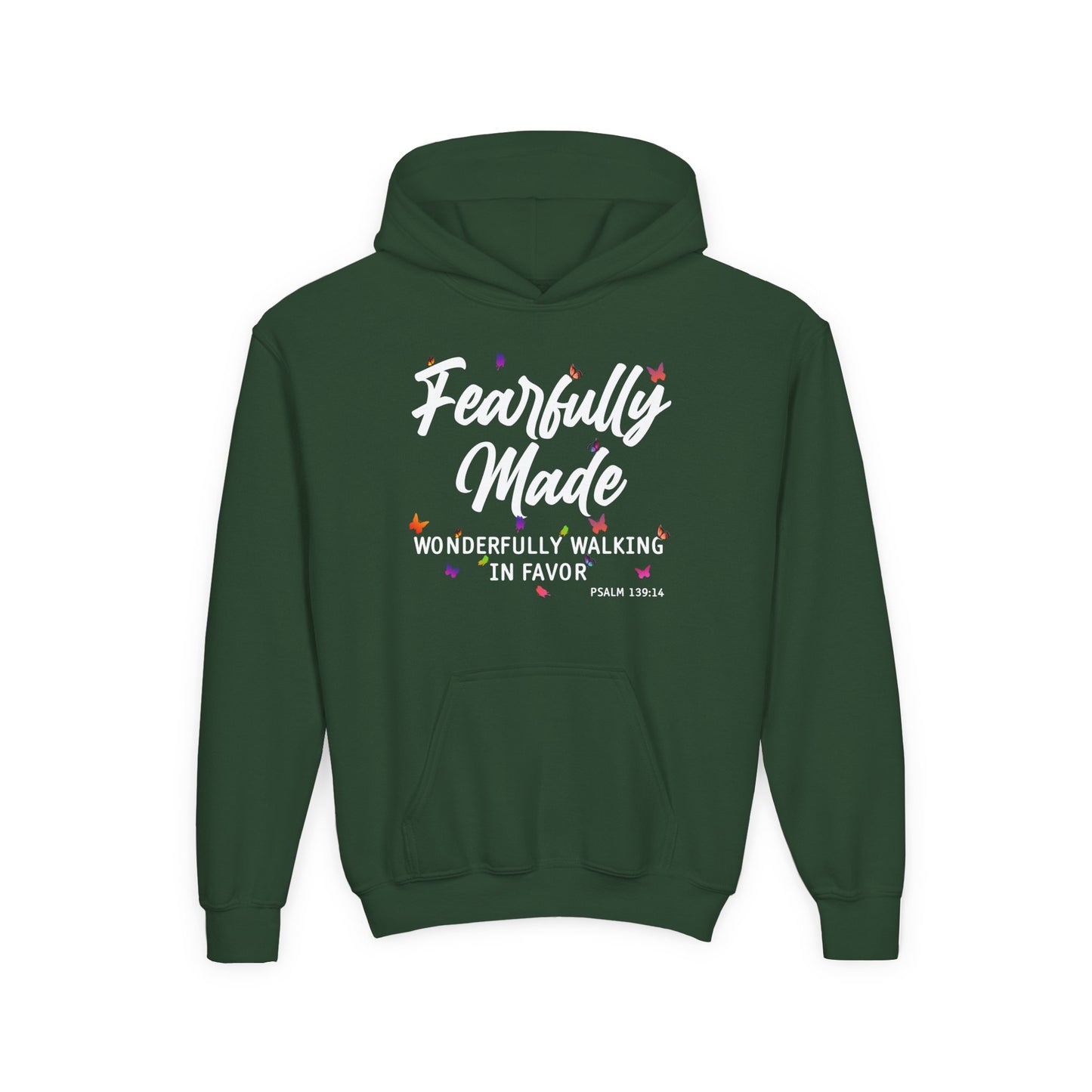 Fearfully Made — Wonderfully Walking in Favor Youth Hoodie