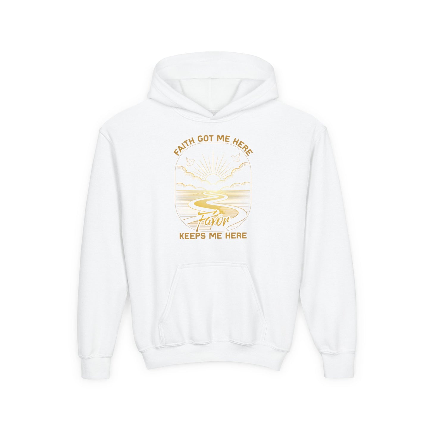 Faith Got me Here. Favor keeps me moving Youth Hoodie
