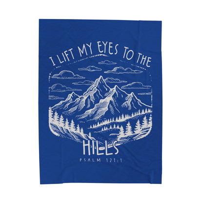 I lift my eyes to the hills Velveteen Plush Blanket