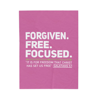 FORGIVEN. FREE. FOCUSED Velveteen Plush Blanket