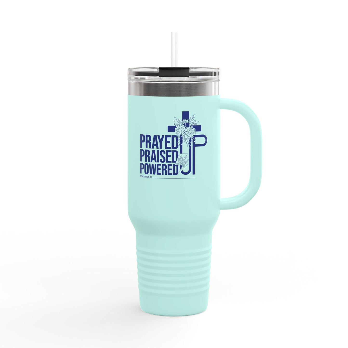 Prayed Up. Praised Up. Powered Up Travel Mug