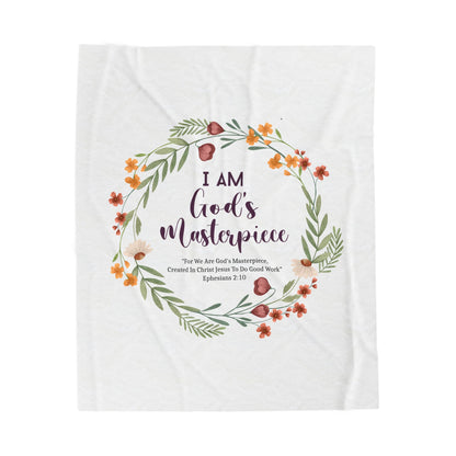 I Am God’s Masterpiece Velveteen Plush Blanket