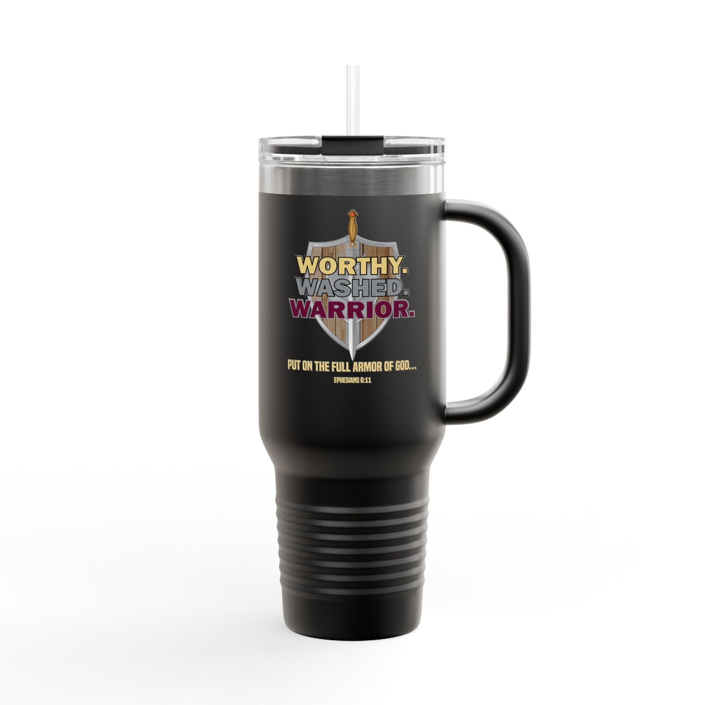 Worthy. Washed. Warrior Travel Mug
