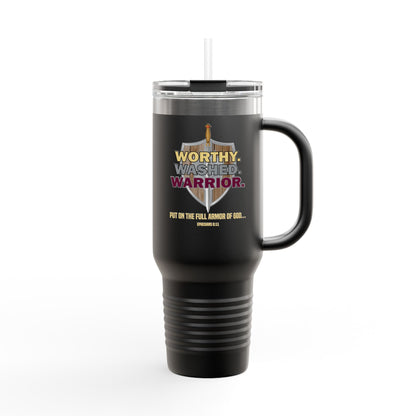 Worthy. Washed. Warrior Travel Mug