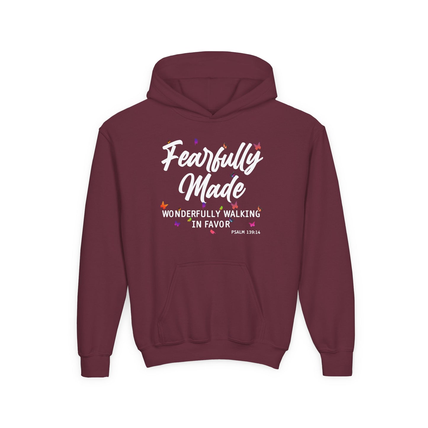Fearfully Made — Wonderfully Walking in Favor Youth Hoodie