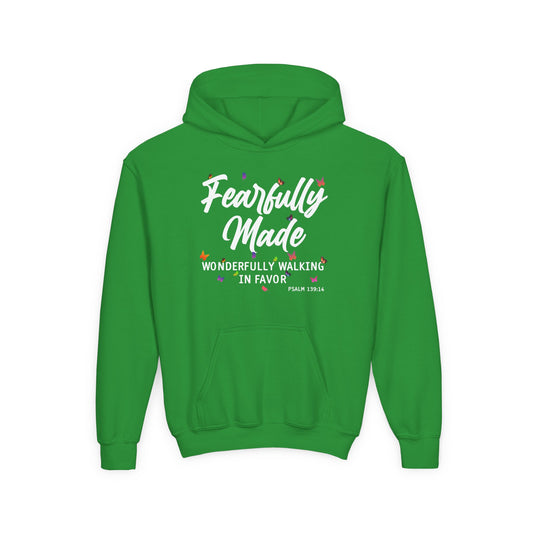 Fearfully Made — Wonderfully Walking in Favor Youth Hoodie