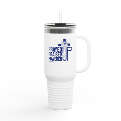 Prayed Up. Praised Up. Powered Up Travel Mug