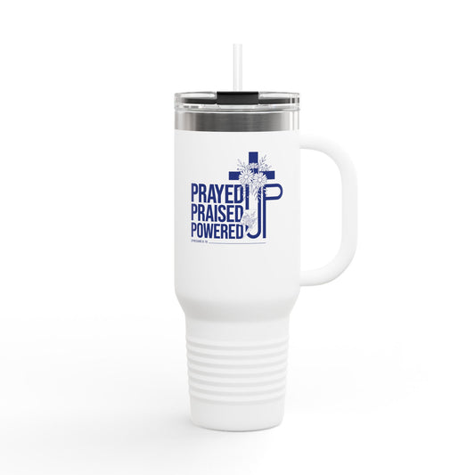 Prayed Up. Praised Up. Powered Up Travel Mug