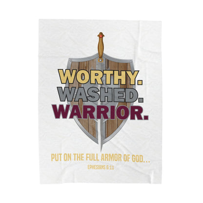 Worthy. Washed. Warrior Velveteen Plush Blanket