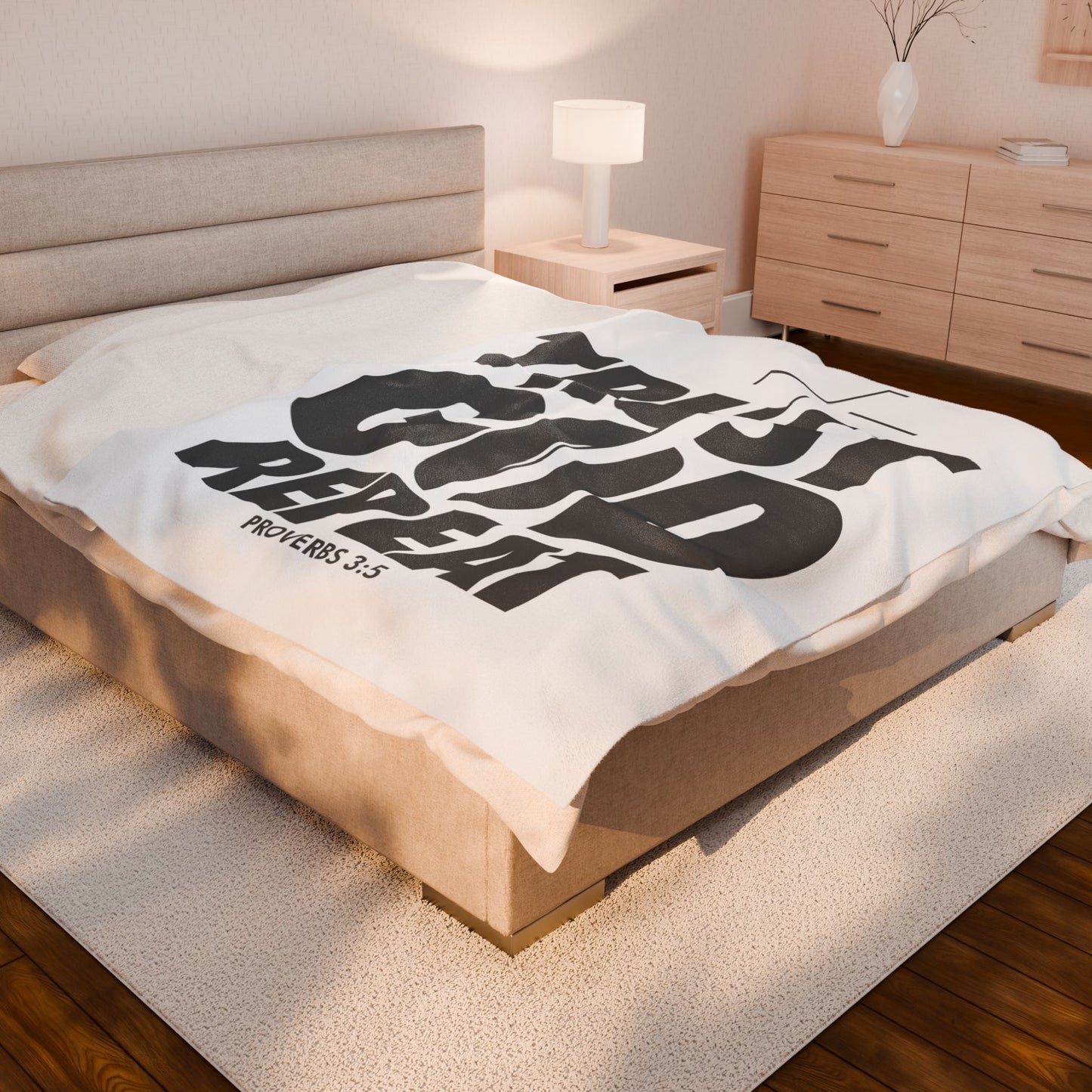 Trust God. Repeat Velveteen Plush Blanket