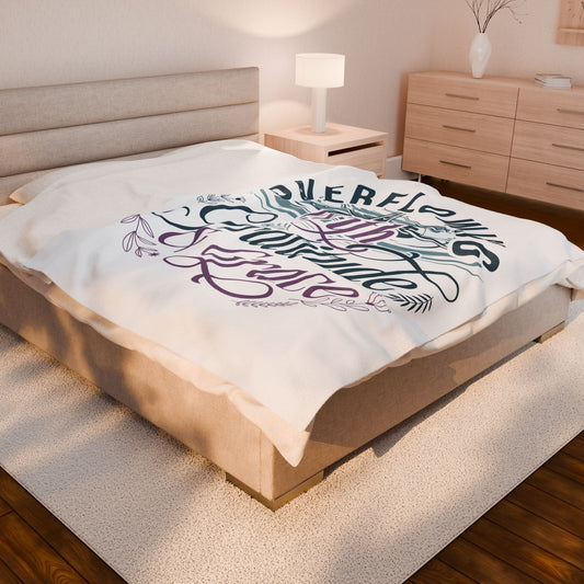 Overflowing with Gratitude & Grace Velveteen Plush Blanket