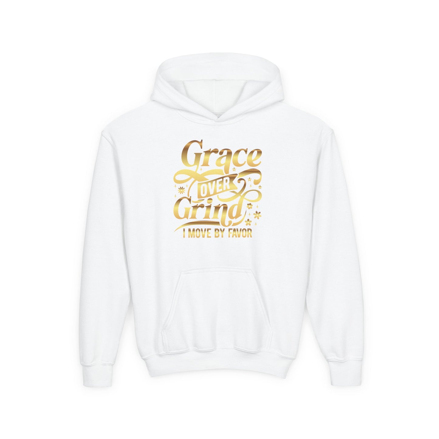 Grace Over Grind. I move by Favor Youth Hoodie