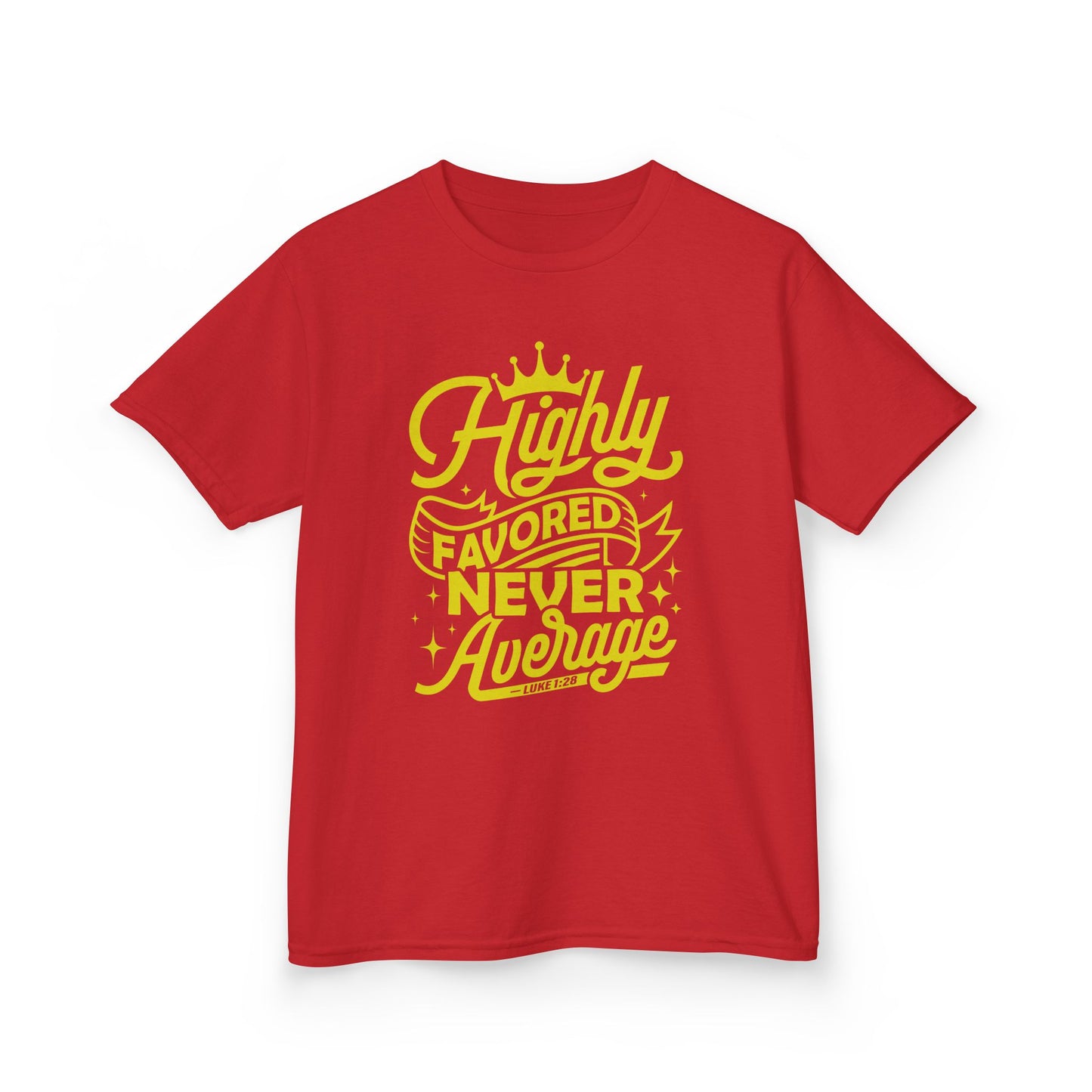 Highly Favored Never Average Kids Tee