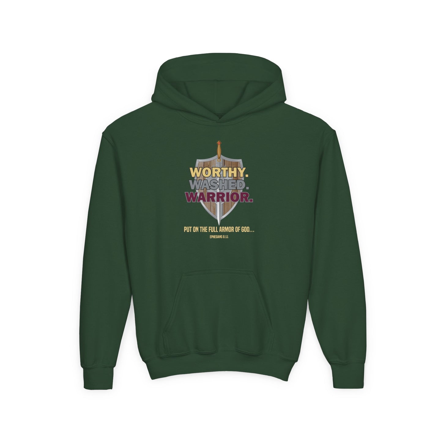 Worthy. Washed. Warrior Youth Hoodie