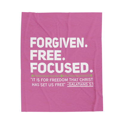 FORGIVEN. FREE. FOCUSED Velveteen Plush Blanket