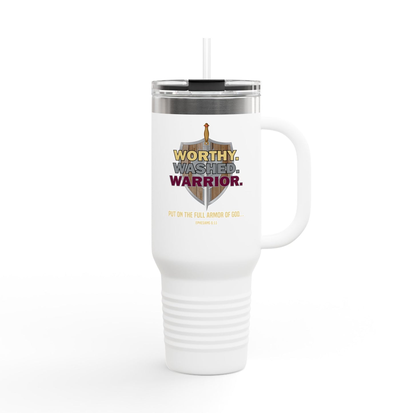 Worthy. Washed. Warrior Travel Mug