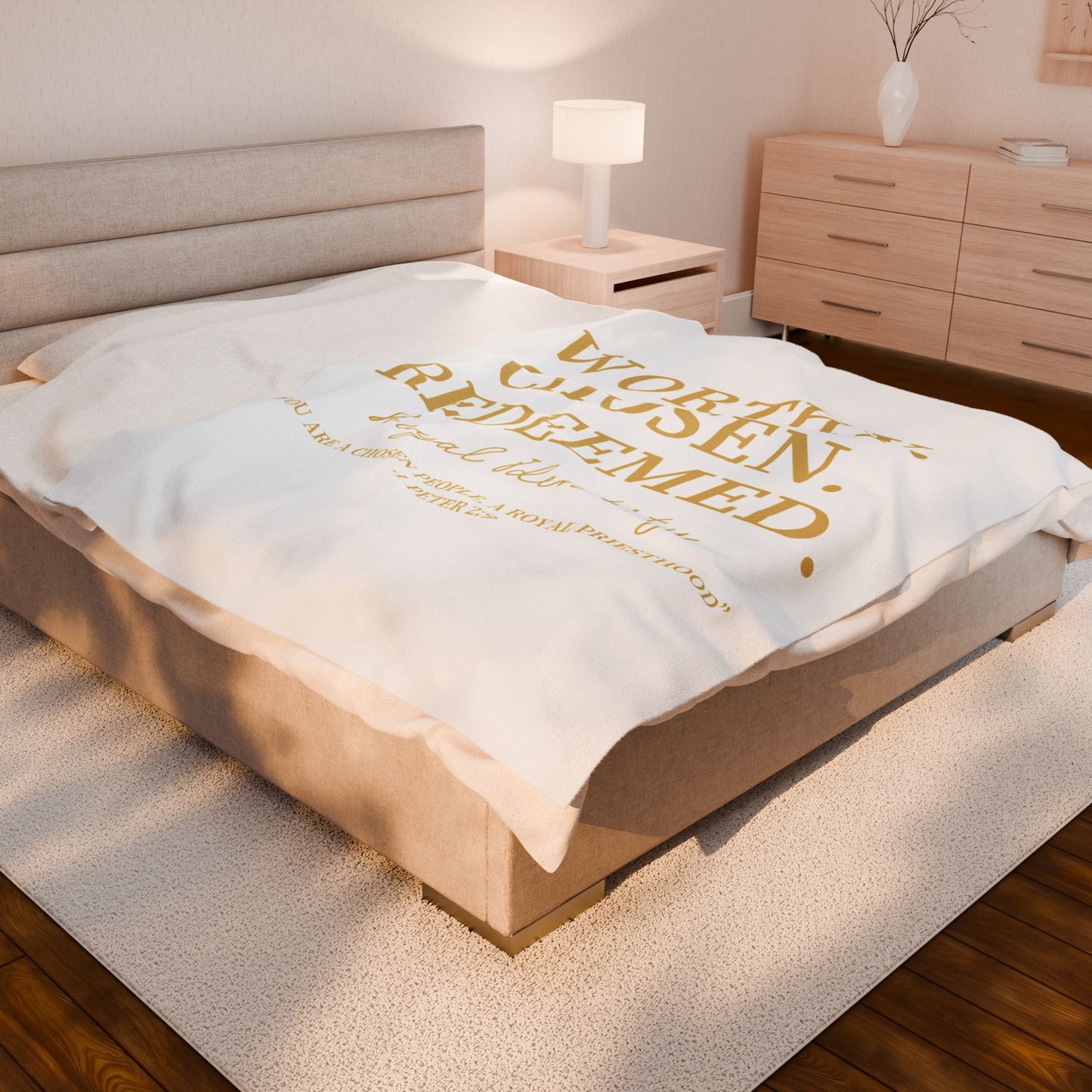 WORTHY. CHOSEN. REDEEMED Velveteen Plush Blanket