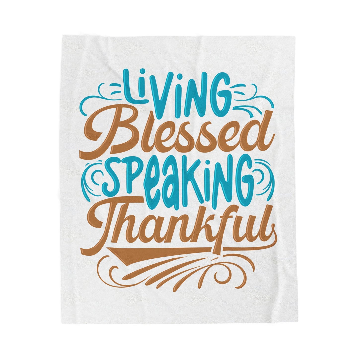 Living Blessed, Speaking Thankful Velveteen Plush Blanket