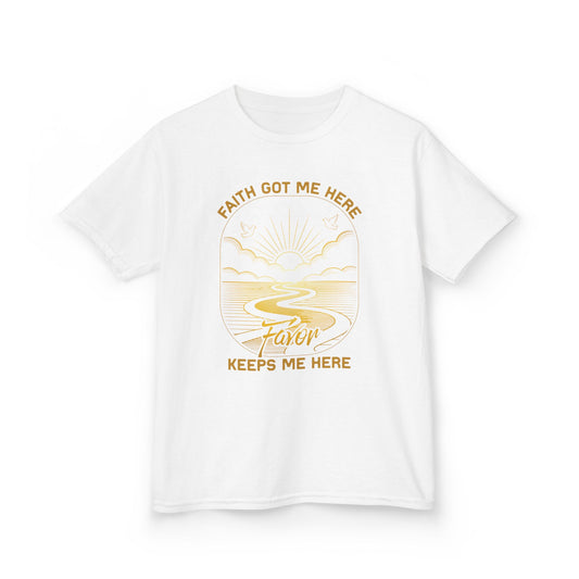 Faith Got me Here. Favor keeps me moving Kids Tee