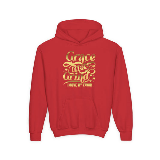 Grace Over Grind. I move by Favor Youth Hoodie
