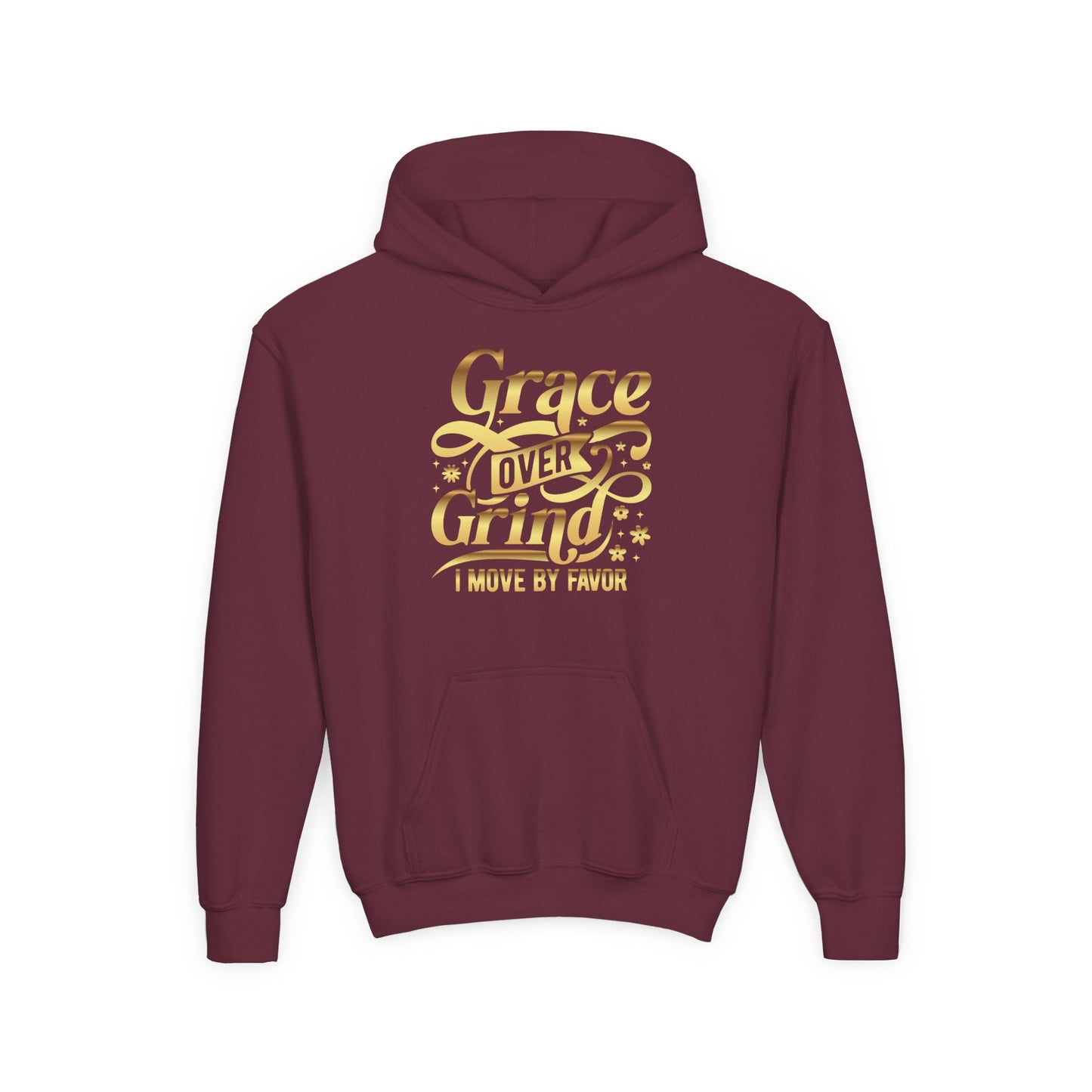 Grace Over Grind. I move by Favor Youth Hoodie