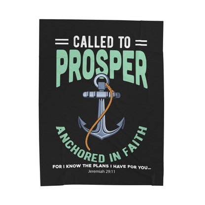 Called to Prosper, Anchored in Faith Velveteen Plush Blanket