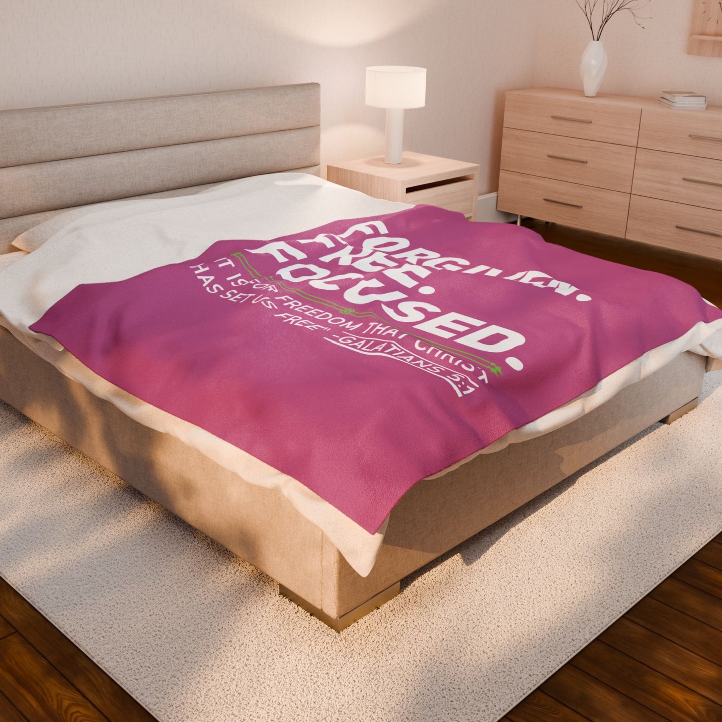 FORGIVEN. FREE. FOCUSED Velveteen Plush Blanket