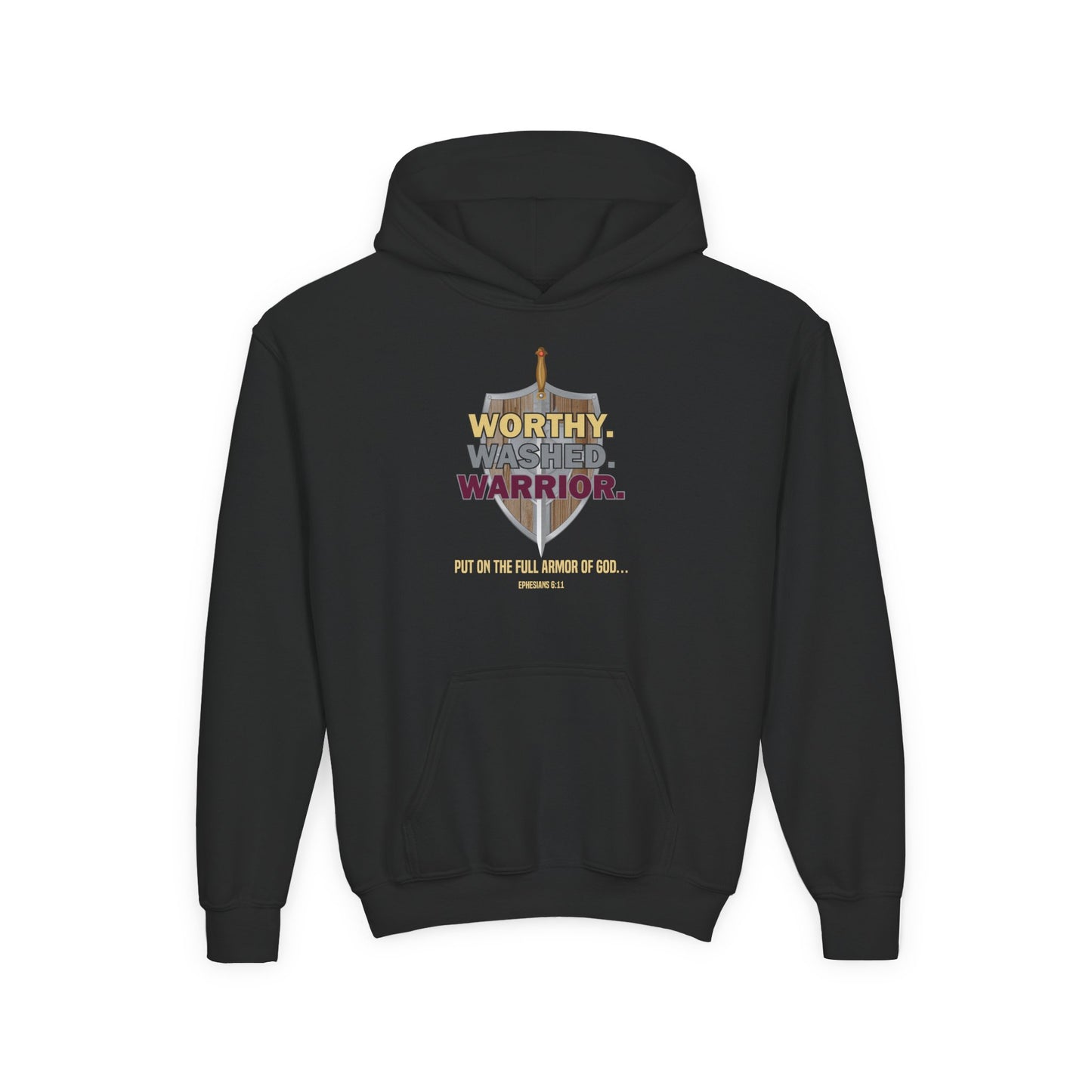 Worthy. Washed. Warrior Youth Hoodie