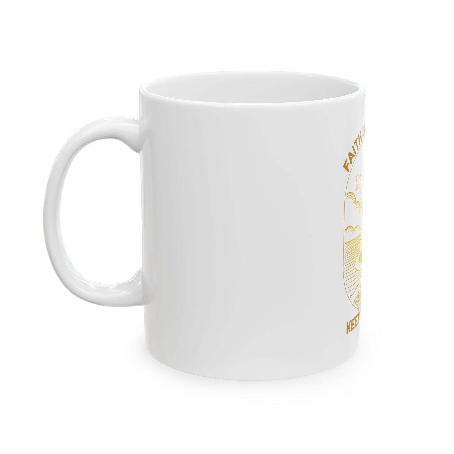 Faith Got me Here. Favor keeps me moving Ceramic Mug