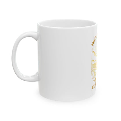 Faith Got me Here. Favor keeps me moving Ceramic Mug