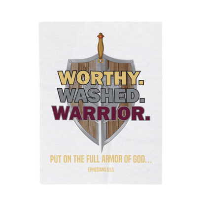 Worthy. Washed. Warrior Velveteen Plush Blanket