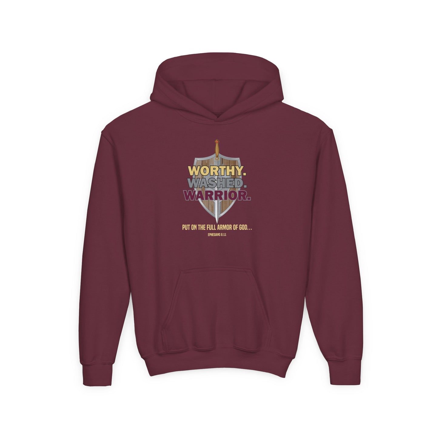 Worthy. Washed. Warrior Youth Hoodie